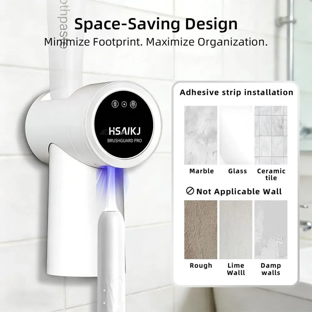 Wall Mounted Toothbrush Holder 3-in-1 Electric Toothbrush Organizer Personal Use